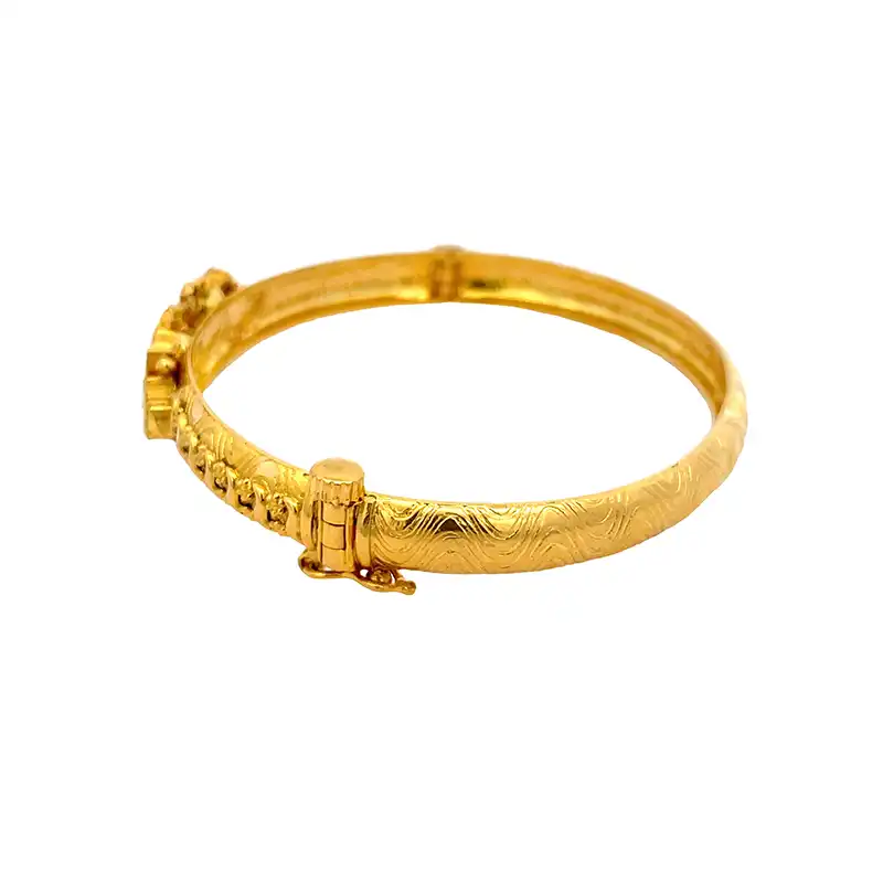 22K Gold Floral Fashion Bangle - Free size